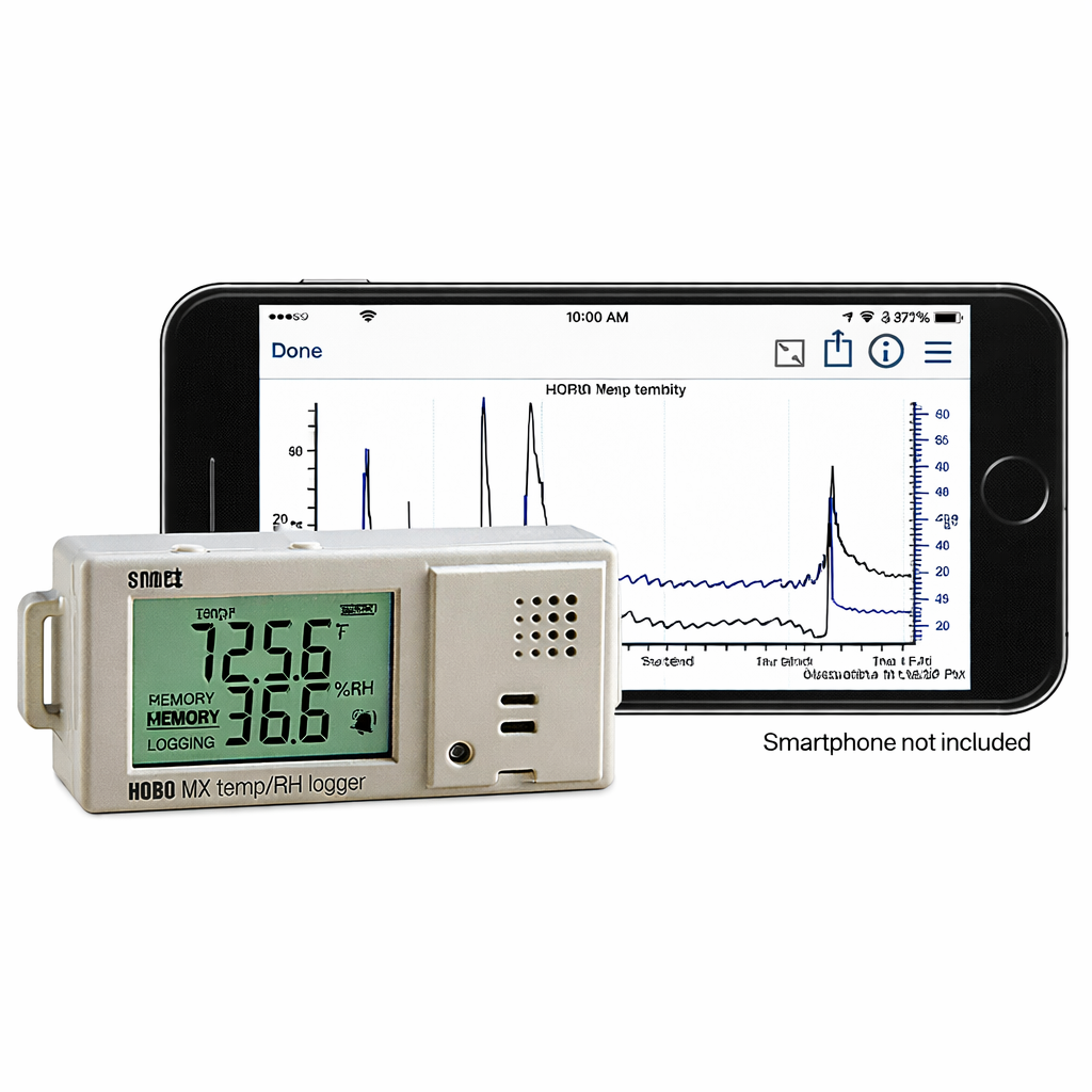 Registrador de temperatura y humedad con Bluetooth MX1101, 1% a 90%, Onset
