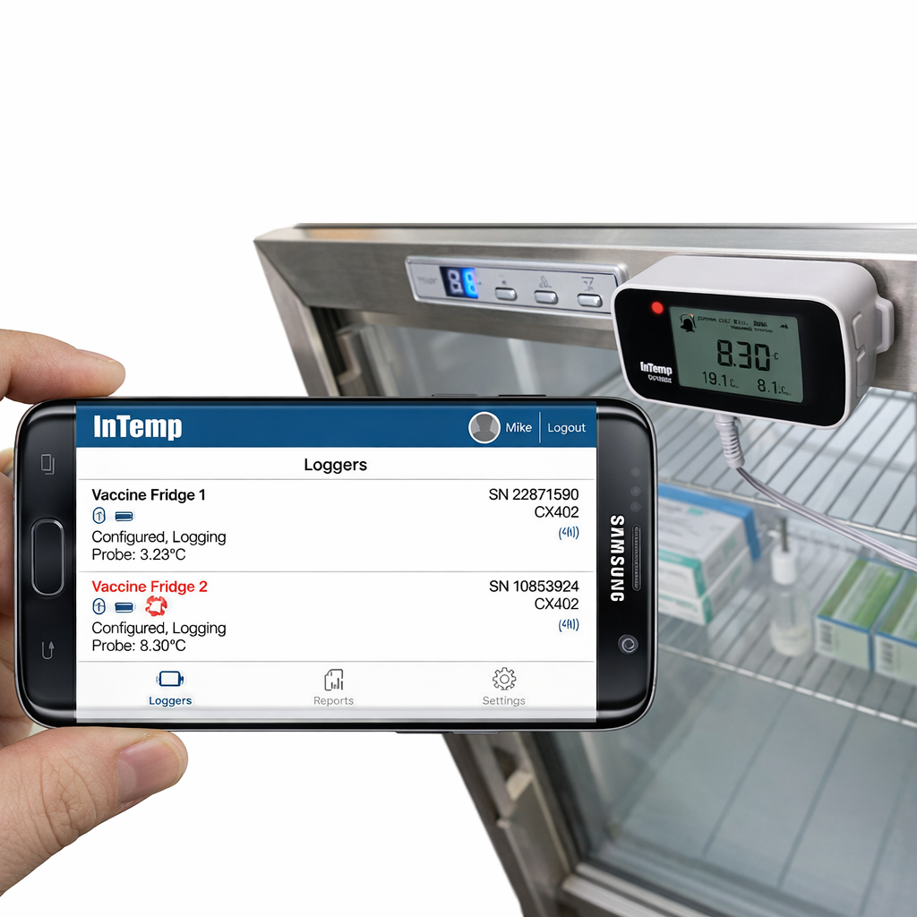 Data logger de temperatura 2 canales InTemp Dry Ice CX402-T2M, -30 a 70 ° C, Onset - 1