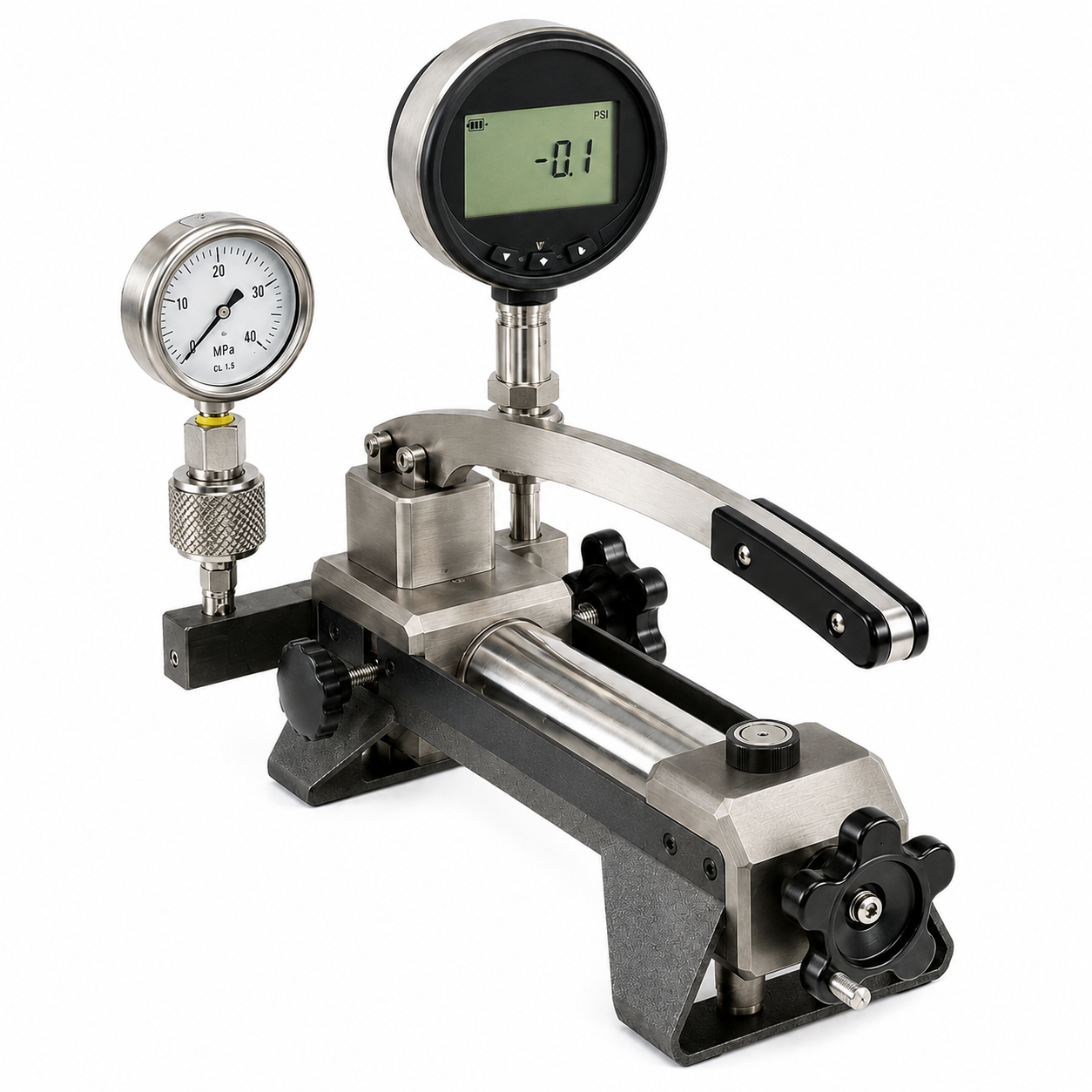 Bomba de presión para calibración de manómetros fluido aceite, de 0 a 36,000 psi, SumiMet - 2