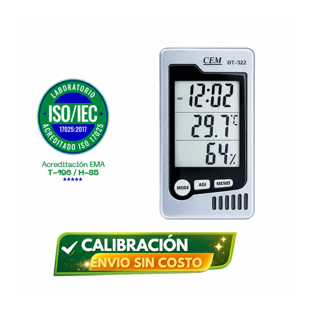 Medidor de temperatura y humedad CMDT-323, 10% RH a 90% RH, CEM - 1